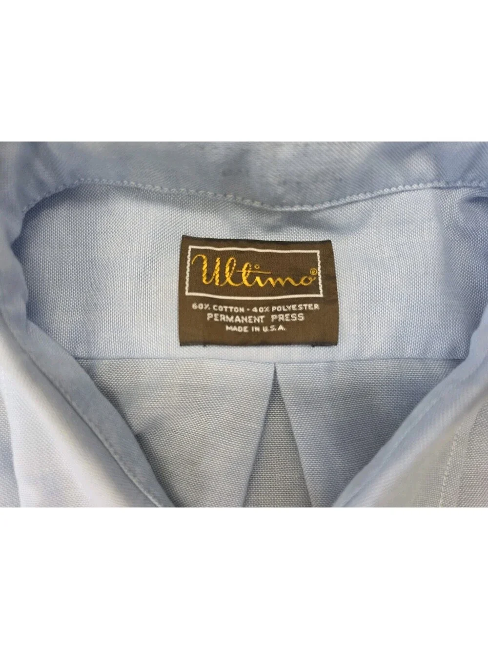 Vintage Ultimo Men Light Blue Short Sleeve Button Down Shirt Retro USA Made XL